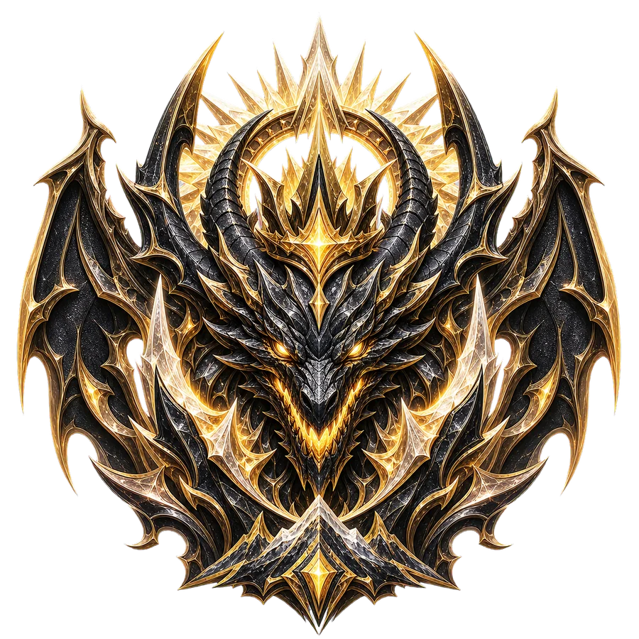 The Apex rank: a black and gold dragon crest